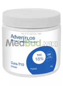 Packaging for Adven® Cura-10 T18 Sorbet Medical Cannabis Flower
