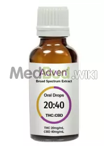 Packaging for Adven® T20:C40 Full Spectrum Oil Medical Cannabis