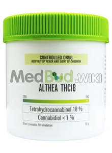 Packaging for Althea™ T18 Alien Dawg Medical Cannabis Flower