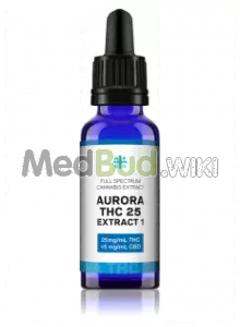 Packaging for Aurora T25:C1 Full Spectrum Oil Medical Cannabis