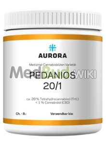 Packaging for Aurora Pedanios T20 L.A. Confidential Medical Cannabis