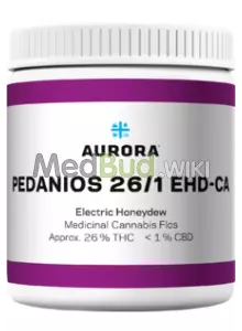 Packaging for Aurora® Pedanios T26 Electric Honeydew Medical Cannabis Flower