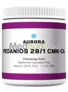 Packaging for Aurora® Pedanios T28 Chemango Kush Medical Cannabis Flower
