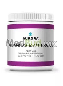 Packaging for Aurora Pedanios T27 Farm Gas Medical Cannabis