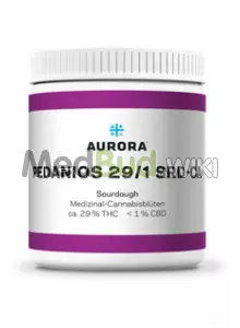 Packaging for Aurora Pedanios T29 Sourdough Medical Cannabis
