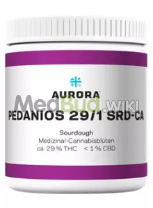 Packaging for Aurora® Pedanios T29 Sourdough Medical Cannabis Flower
