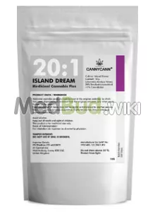 Packaging for CannyCann+ Island Dream T20 Strawberry Glue Medical Cannabis Flower