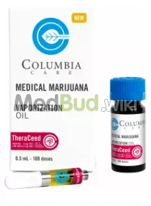 Packaging for Columbia Care TheraCeed Day T400:C20 Vape Cartridge Medical Cannabis