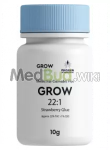 Packaging for Grow Pharma T20-22 Strawberry Glue Medical Cannabis