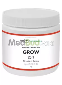 Packaging for Grow® Pharma T25 Strawberry Banana Medical Cannabis Flower