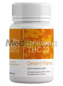 Packaging for Little Green Pharma T22 Desert Flame Medical Cannabis