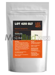 Packaging for LOT420 GLT T25 Gelato #33 Medical Cannabis Flower