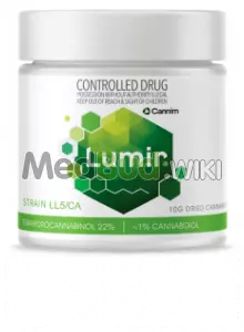 Packaging for Lumir LL5 T24-25 Legendary Larry Medical Cannabis