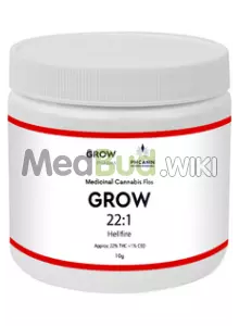 Packaging for Grow Pharma T22 Hellfire OG Medical Cannabis