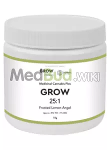 Packaging for Grow® Pharma T25 Frosted Lemon Angel Medical Cannabis Flower