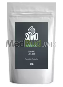 Packaging for SUMO Craft T22 Apex OG Medical Cannabis Flower