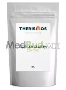 Packaging for Therismos T22 Gorilla Glue #4 Medical Cannabis Flower