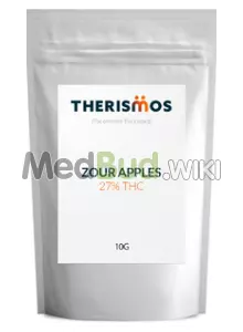 Packaging for Therismos T27 Zour Apples Medical Cannabis Flower