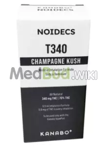 Packaging for Noidecs T340 Champagne Kush Vape Cartridge (Kanabo Fitment) Medical Cannabis