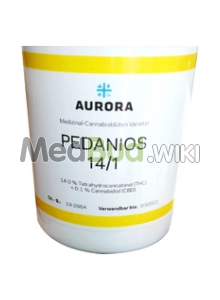 Packaging for Aurora Pedanios T14 Banana Split Medical Cannabis
