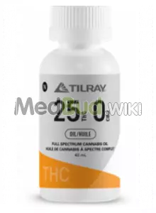 Packaging for Tilray T25:C0 Full Spectrum Oil Medical Cannabis